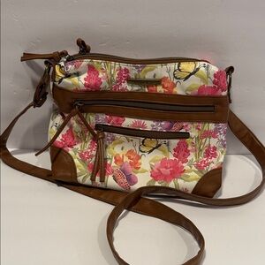 Stone & Co. Floral Crossbody Bag with Tan Details